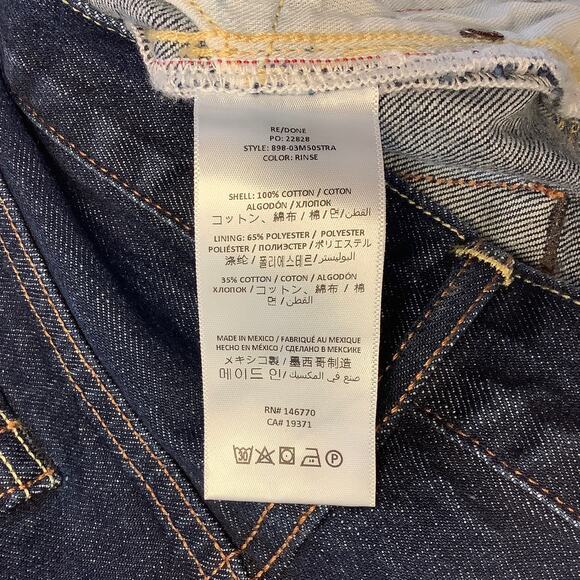 RE/DONE Size 32 Men's 50s Straight Rinse Wash $285 msrp Dark Blue Jeans G14-1 - Picture 7 of 8